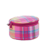 Seersucker Button Bag/Jewelry Round - Plaid
