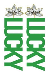 Green Lucky Acrylic Earrings - St. Patrick's Day