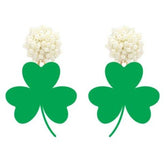 Green Shamrock Acrylic Earrings - St. Patrick's Day