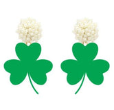 Green Shamrock Acrylic Earrings - St. Patrick's Day