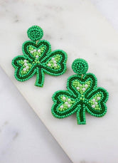 Beaded Shamrock Earring GREEN