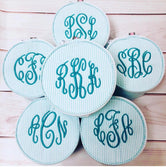 Seersucker Button Bag/Jewelry Round - Mint