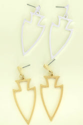 Chiefs Earrings - GOLD - Brushed Metal Open Arrowhead Dangle Earrings