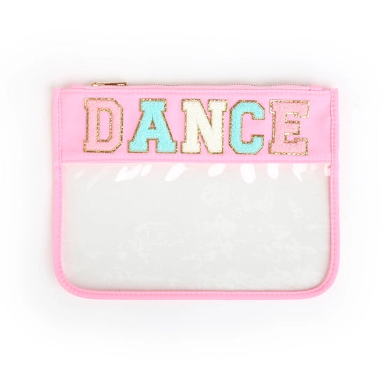 Varsity Letter Clear Zippered Pouch Bag - DANCE