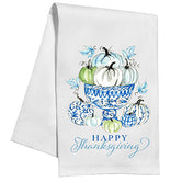 HAPPY THANKSGIVING HANDPAINTED CHINOISERIE PUMPKINS Kitchen / Tea Towel