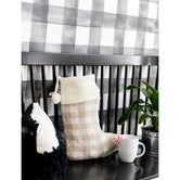 Tan Check Knit Stocking