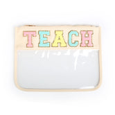 Varsity Letter Clear Zippered Pouch Bag - TEACH