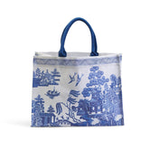 Chinoiserie Blue & White Tote Bag with Inside Pocket - Blue Willow