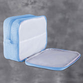 Waffle Weave Cosmetic Bag - Serenity Blue