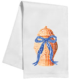 Tom Tom Wicker Basket with Blue Bow Tea Towel