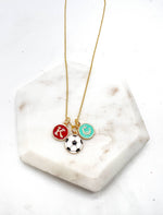 Red Teal KC Enamel Charm Current Kansas City Necklace Soccer