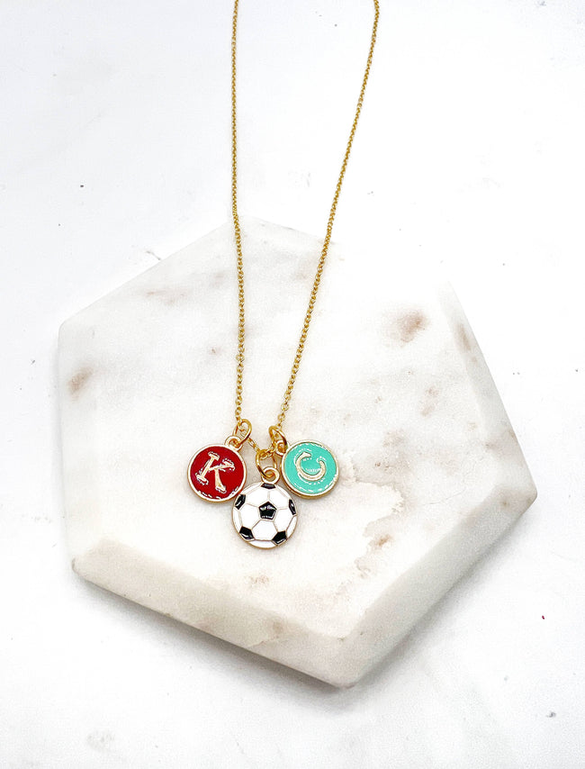 Red Teal KC Enamel Charm Current Kansas City Necklace Soccer