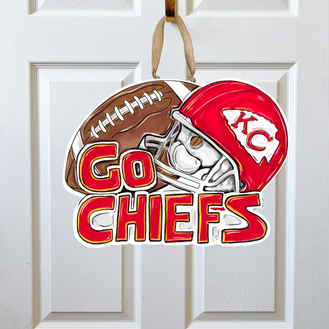 Go Chiefs Door Hanger - Kansas City Football Champs NFL