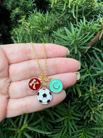 Red Teal KC Enamel Charm Current Kansas City Necklace Soccer