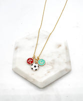 Red Teal KC Enamel Charm Current Kansas City Necklace Soccer