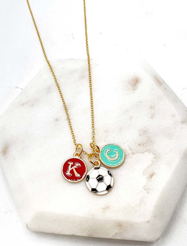 Red Teal KC Enamel Charm Current Kansas City Necklace Soccer