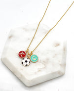 Red Teal KC Enamel Charm Current Kansas City Necklace Soccer