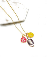 Red Yellow KC Football Charm Chiefs Kansas City Necklace