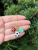 Red Teal KC Enamel Charm Current Kansas City Necklace Soccer