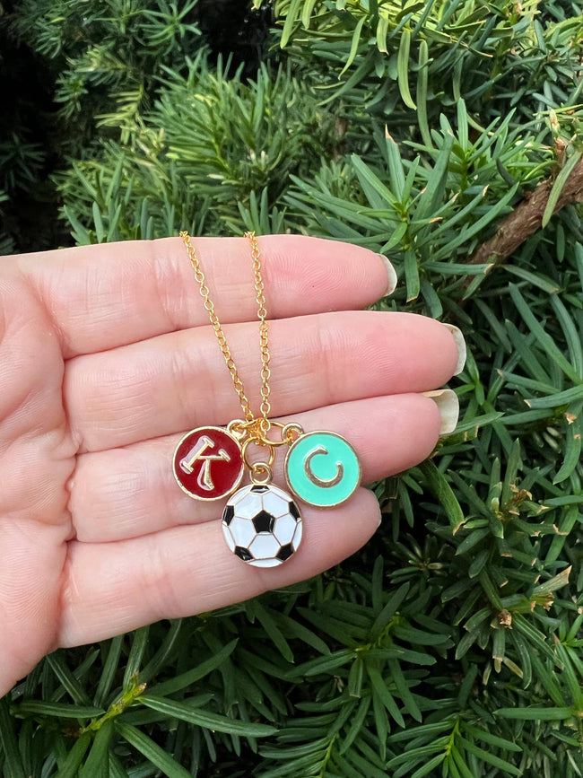 Red Teal KC Enamel Charm Current Kansas City Necklace Soccer