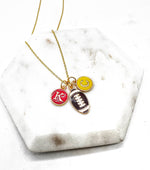 Red Yellow KC Football Charm Chiefs Kansas City Necklace