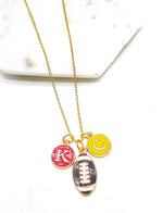 Red Yellow KC Football Charm Chiefs Kansas City Necklace