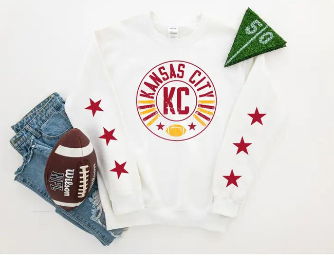 Kansas City Football With Star Sleeves Sweatshirt