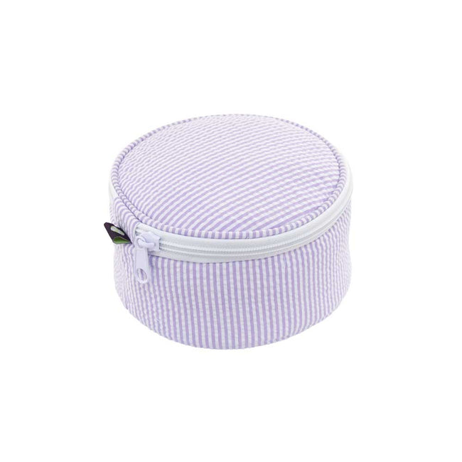 Seersucker Button Bag/Jewelry Round - Lilac - Pistachios Monograms and Gifts