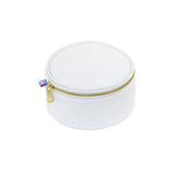 Seersucker Button Bag/Jewelry Round - White