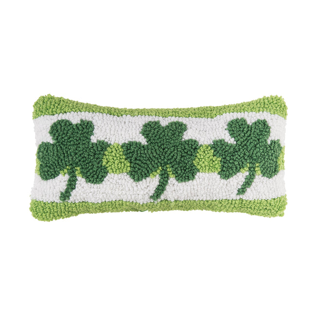 6" x 12" Clover Trio Hooked Pillow