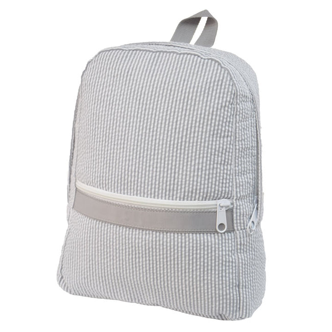 Seersucker Backpack -  Grey - Small - Pistachios Monograms and Gifts