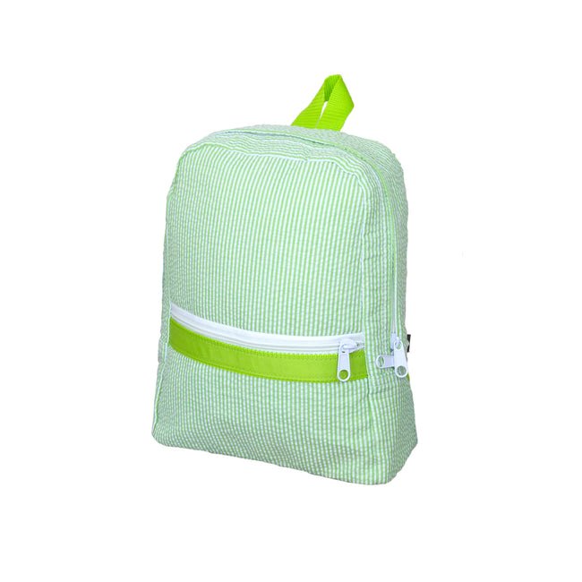 Seersucker Backpack -  Lime   Small - Pistachios Monograms and Gifts