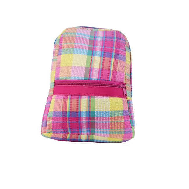 Seersucker Backpack -  Plaid   Small - Pistachios Monograms and Gifts