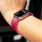 Red & Green Stripe on Pink Watch Band