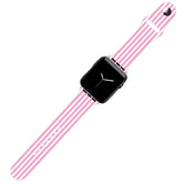 Yacht Club Watch Band - Pink and White Stripe