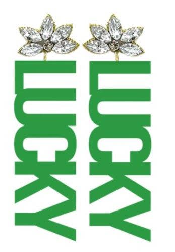 Green Lucky Acrylic Earrings - St. Patrick's Day