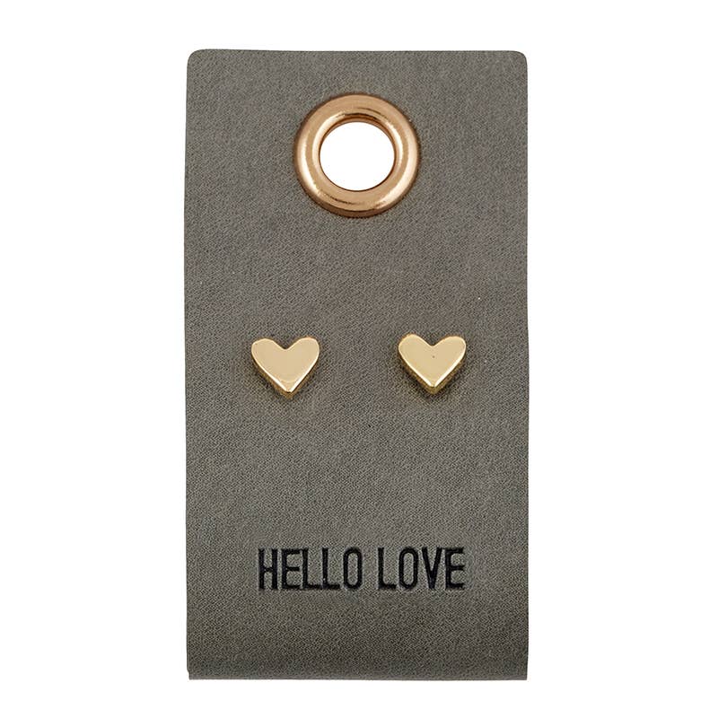 Leather Tag With Earrings Heart Hello Love – Pistachios
