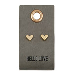 Leather Tag With Earrings - Heart - Hello Love
