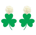 Green Shamrock Acrylic Earrings - St. Patrick's Day