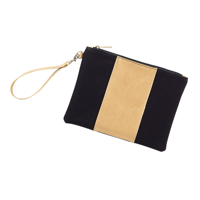Cabana Wristlet - Black and Gold - Pistachios Monograms and Gifts