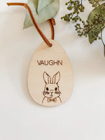 Custom Easter Tag - Boy Bunny - Block- Personalization: Choose Name & Newspaper only!