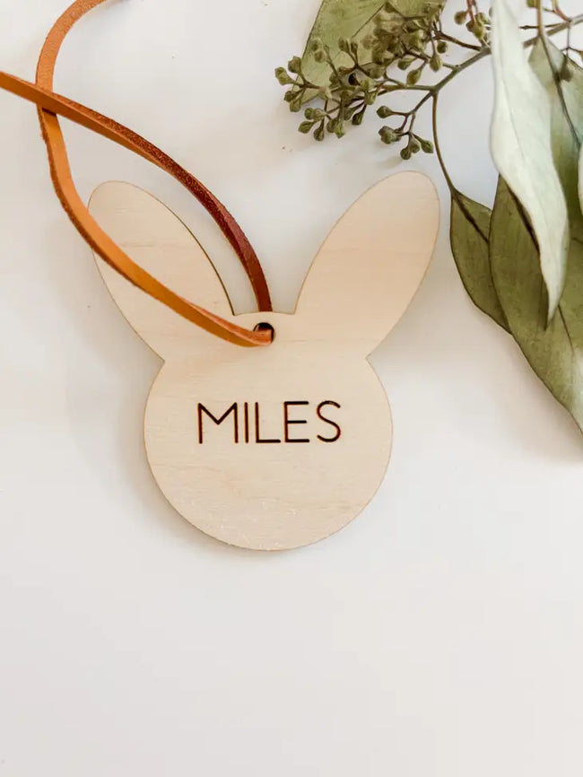 Custom Easter Tag - Bunny Silhouette - Block - Personalization: Choose Name & Newspaper  only!