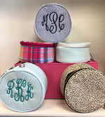Seersucker Button Bag/Jewelry Round - Plaid - Pistachios Monograms and Gifts