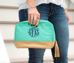 Cabana Cosmetic Bag - Mint and Gold - Pistachios Monograms and Gifts