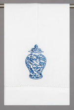 Chinoiserie Ginger Jar Hand/Tea Towel I - Pistachios Monogram Embroidery