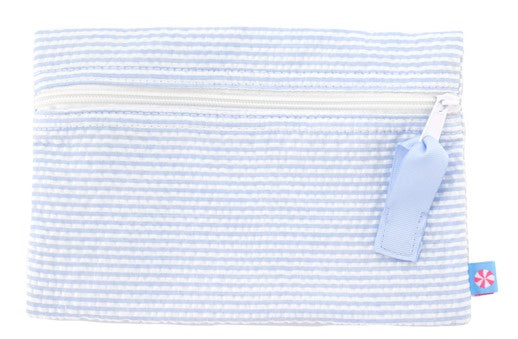 Seersucker Cosmo Bag - Baby Blue - Pistachios Monograms and Gifts