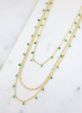 Allendale Layered Necklace with Crystals GREEN