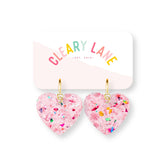 Valentines Heart Earrings | Pink Clear Glitter