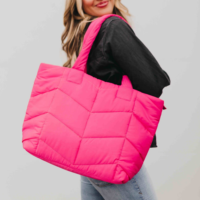 Naomi Nylon Tote Bag - Hot Pink