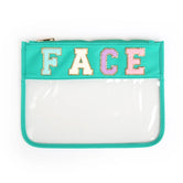 Varsity Letter Clear Zippered Pouch Bag - FACE